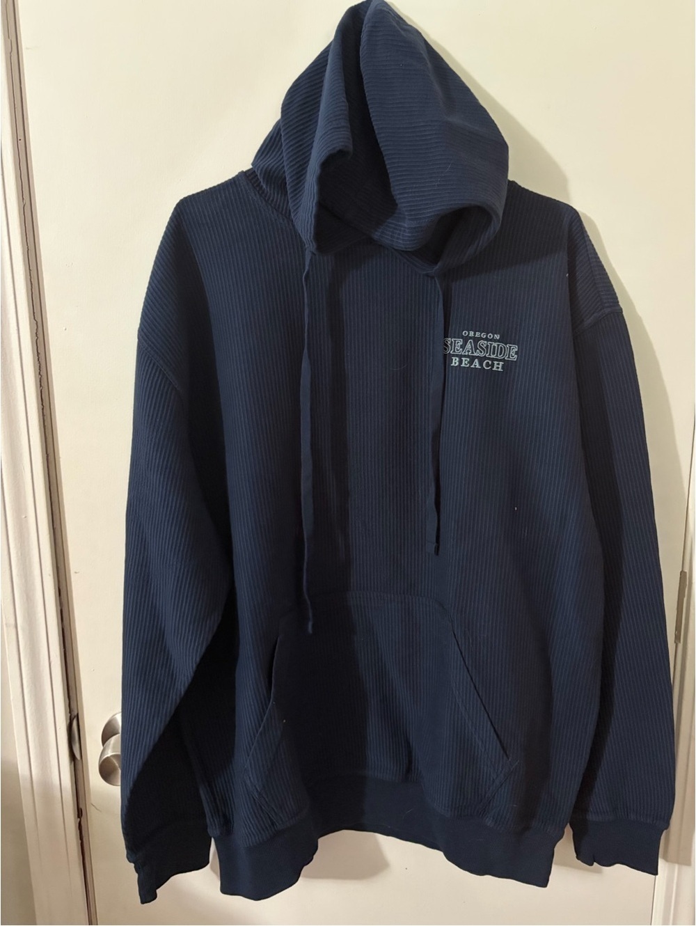 NWOT Blue 84 Men’s Medium Seaside Beach Ribbed Pullover Navy Hoodie Tote12